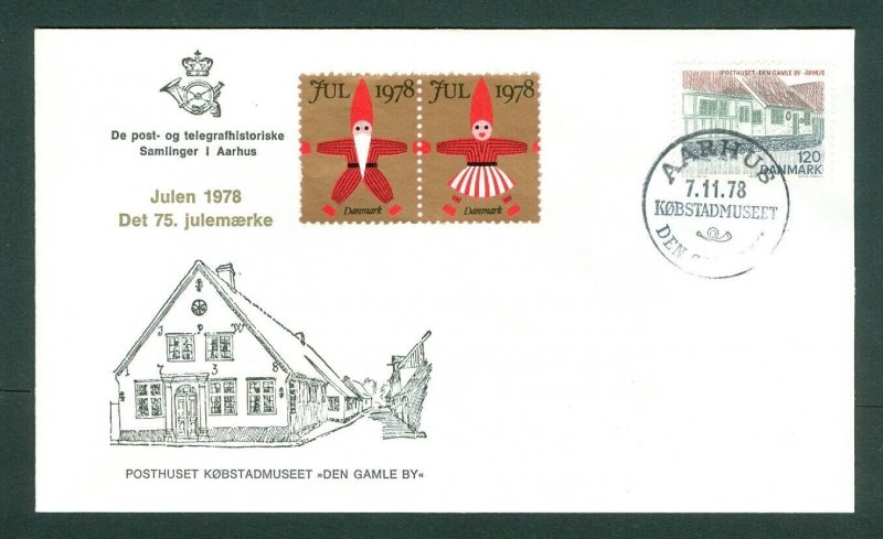 Denmark. Cover 1978. Post Old Town Aarhus 2 Christmas Seal 1978 + Scott# 617.