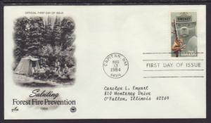 US Smokey the Bear 1984 PCS Typed FDC BIN