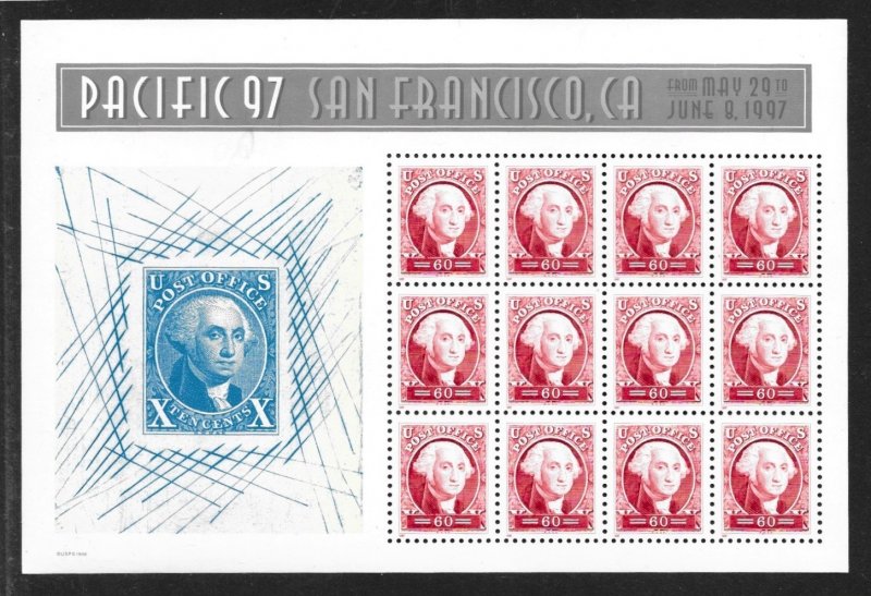 3140 MNH 60c. Washington,  Full Sheet,  Free Insured Shipping,