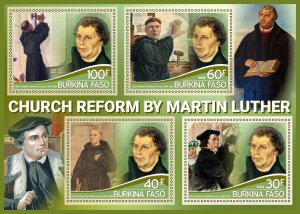 Stamps. Reform by Martin Luther  2023 year 1+1 sheets perf Burkino Faso