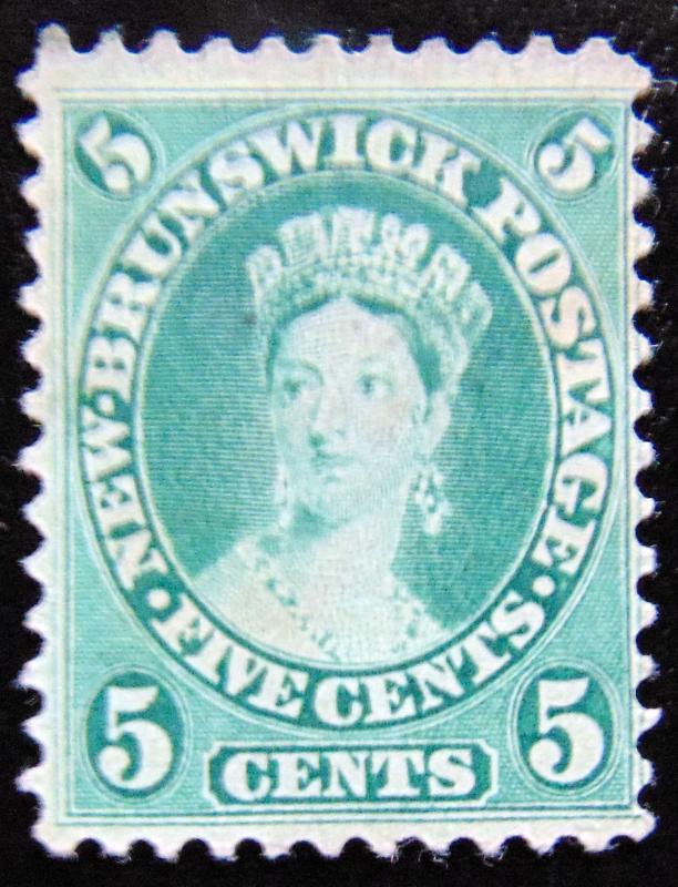 NEW BRUNSWICK 1860 5c Queen Victoria Mint no gum Scott 8a CV$27