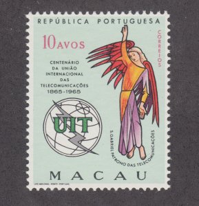 Macao Sc 402 MNH. 1965 10a ITU issue depicts St. Gabriel, cplt, VF 