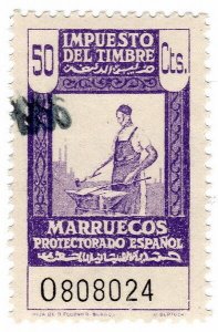 (I.B) Spanish Morocco Revenue : Duty Stamp 50c