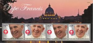 Micronesia 2014 MNH Pope Francis 4v M/S I Popes Roman Catholic Church Religion