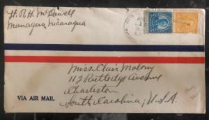 1930 USMC Navy Marines Post Office In Nicaragua Cover to Charleston SC Usa