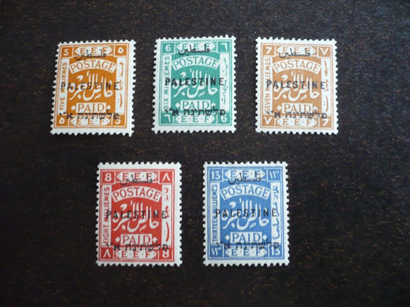 Stamps - Palestine - Scott# 52-55,57 - Mint Hinged Part Set of 5 Stamps