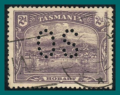 Tasmania 1907 Hobart Official, 2d perf 12.5 used #104,SG251