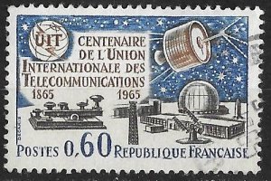 France # 1122  I.T.U. Centenary - Satellites  (1)  VF Used