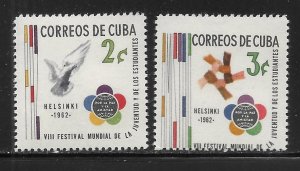 Cuba 745-746 1962 World Youth Festival set MNH