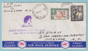 FIJI  1941 FIRST FLIGHT COVER FROM SUVA FIJI TO AUCKLAND NEW ZEALAND - CV275