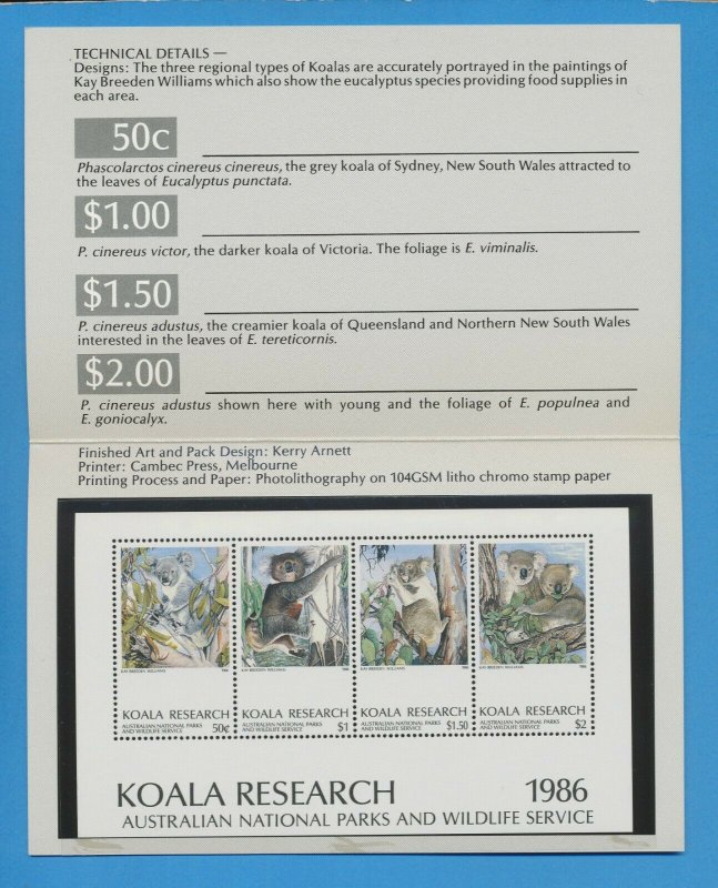 AUSTRALIA - Australian National Parks & Wildlife Serv KOALA RESEARCH S/S - 1986