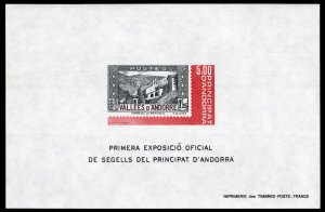 Andorra (French) #298 (YT Bloc 1) Cat€85, 1982 1st Andorran Stamp Exhibitio...