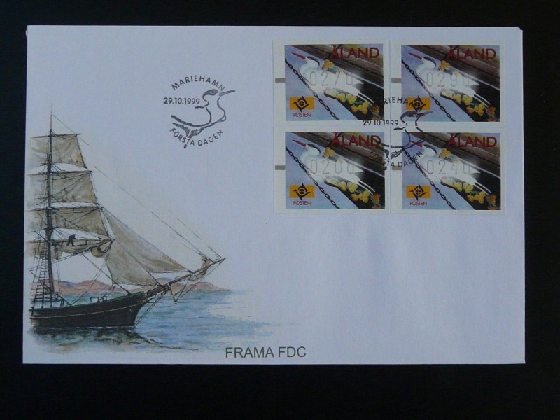 bird and sailing ship self adhesive stamps FDC Aland 1999 ref 98147