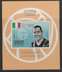 1968  Sharjah - Champions Of Sport - Football Players - Imperf Mini Sheet - MNH