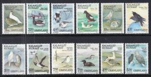 Greenland 177-188 Birds MNH VF