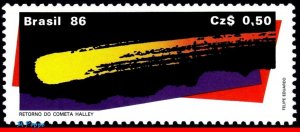 2043 BRAZIL 1986 - HALLEY’S COMET, RETURN OF THE COMET, SPACE, RHM C-1507, MNH