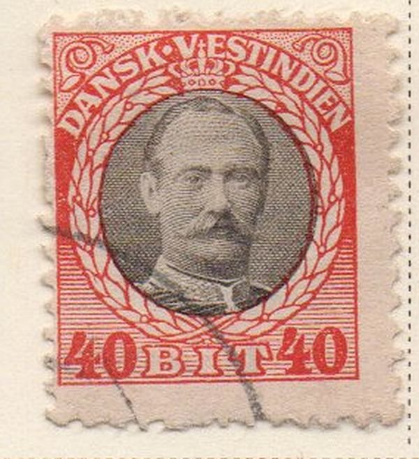 Danish West Indies Sc 49 1908 40 bit vermilion & gray Frederik VIII stamp used