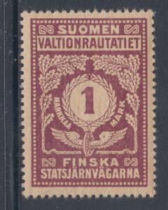 Finland HS 48v MLH. 1920 1mk Railway Stamp, VF