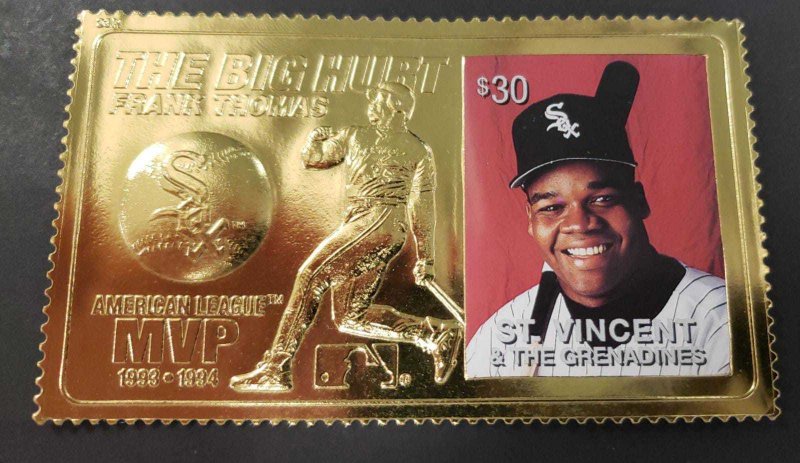 St. Vincent 1997 - Frank Thomas Baseball MVP The Big Hurt - Gold Stamp - MNH