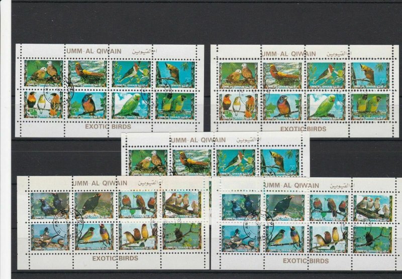 Umm Al Qiwain Exotic Birds Parrots etc Stamps Sheets Ref 24863