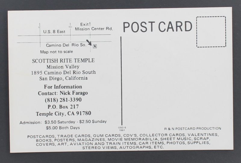 US Meter Mail Lucky Lindy Post Card Scottish Rite Temple 1991