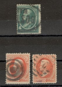 USA - 3 USED STAMPS - Andrew Jackson , 2 & 4 C - VARIETY