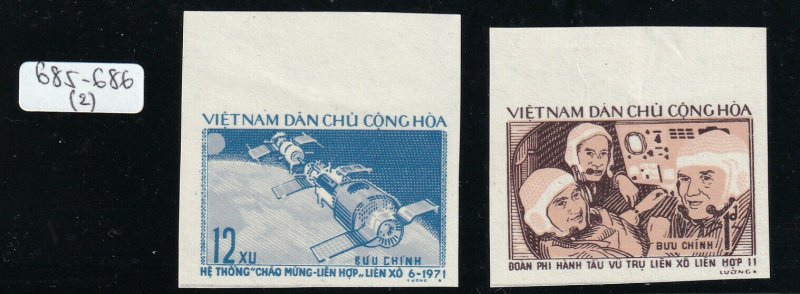 North Viet Nam - 1972 - Sc 685 - 686 - Fl. of Soyuz 11 - Imperf - MNH - #2