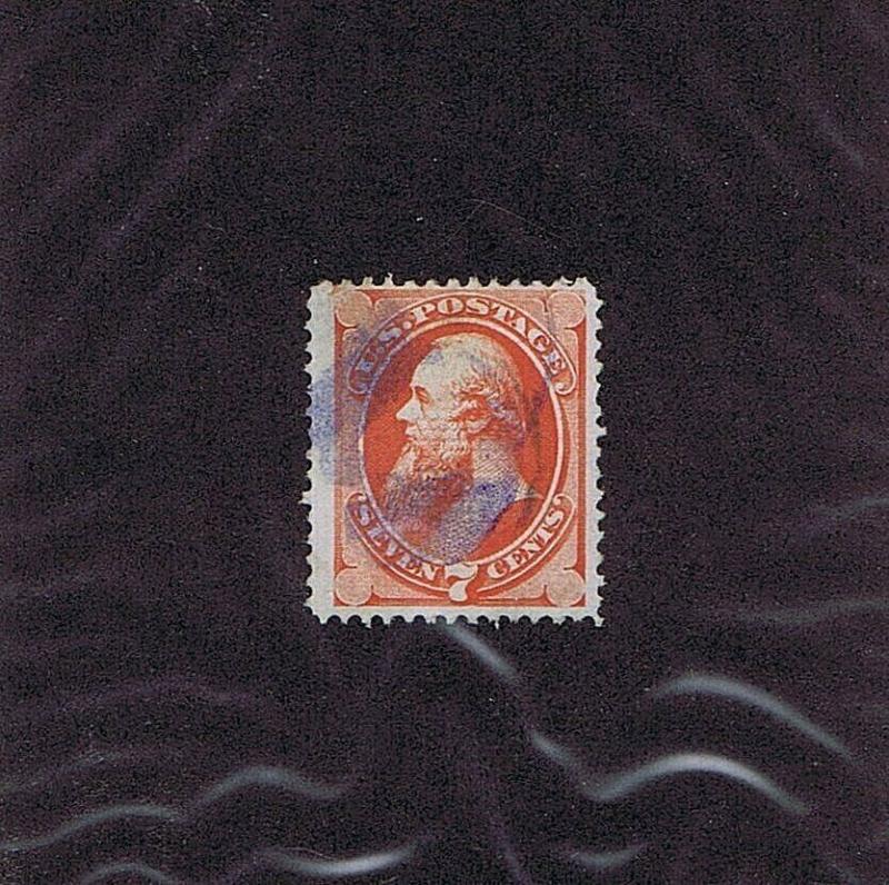 SC# 138A USED 7 CENT STANTON, 1870, BLUE CORK CANCEL, 2018 PF CERT