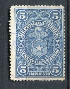 CHILE; 1890s early classic Revenue issue fine used 5c. value