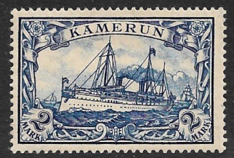 GERMAN CAMEROUN 1900 2mk Kaiser's Yacht Unwmkd Issue Sc 17 MH