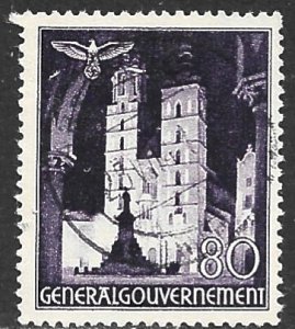 POLAND GERMAN OCCUPATION 1940-41 80g ST MARYS CHURCH Sc N70 VFU