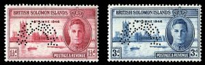 Solomon Islands #80-81S (SG 73-74s) Cat£90, 1946 Victory, set of two, perfor...