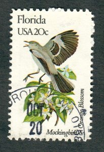 1961A Florida Birds and Flowers used single - bullseye perf 11.25 x 11