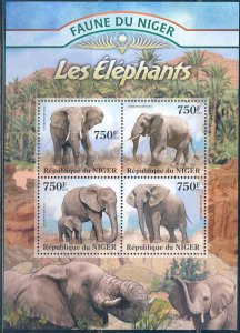 NIGER 2013 FAUNA OF AFRICA ELEPHANTS SHEET MINT NH