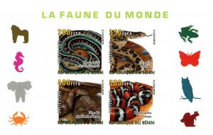 BENIN SHEET IMPERF SNAKES REPTILS