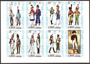 Ajman 1970 Military Uniforms of Napoleon Army Set of 8 Imperf. MNH