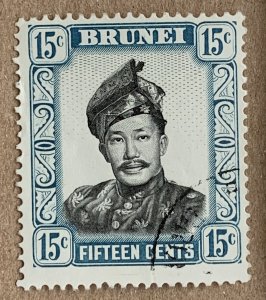 Brunei 1969 15c Sultan glazed paper, used.  Scott 109a,  CV $0.25.  SG 126a