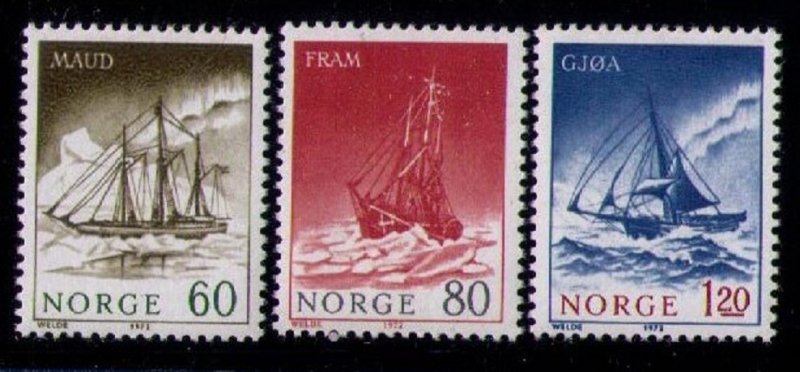 Norway Sc 596-598 MLH Set 1972 Polar Exploration Ships Very Fine