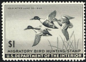 RW12, Mint VF NH $1 Federal Duck Stamp --* Stuart Katz