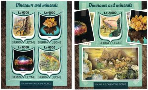 SIERRA LEONE 2016 - Dinosaurs  and minerals /complete set MNH