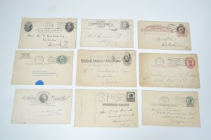 Lot of 9 Used Older U.S. Postal Cards 1880-1947 United States American Postcards