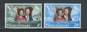 Pitcairn Islands 1972 Silver Wedding Omnibus Issue Scott # 127 - 128 MH