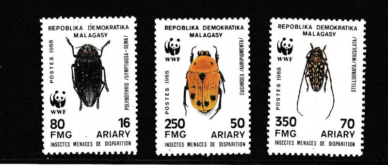Malagasy # 885-887, WWF - Insects, Mint NH, 1/2 Cat.