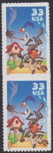 US 3391a Looney Tunes Road Runner Wile E Coyote 33c vert pair MNH 2000