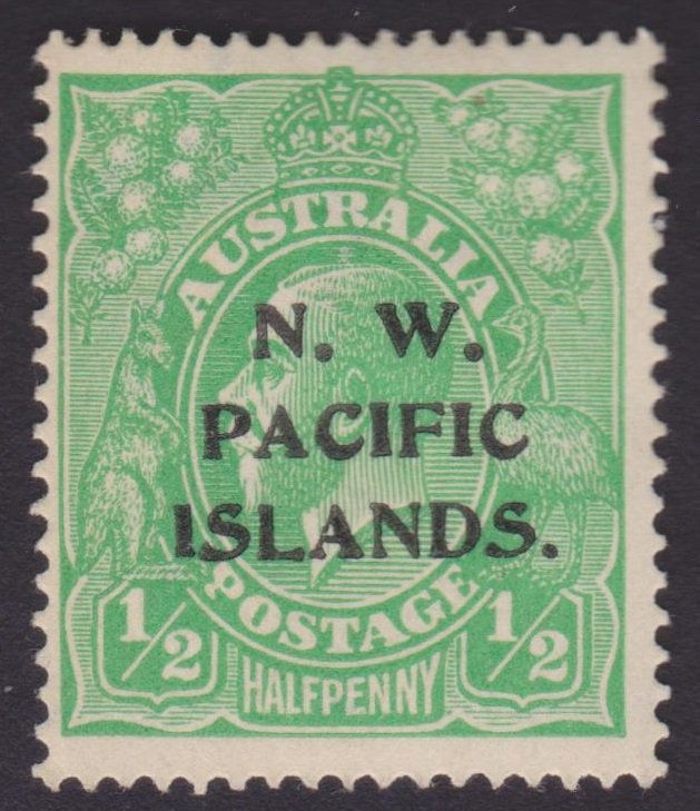 Half pence KGV Bright Green - NORTH WEST PACIFIC ISLANDS OVERPRINT - UNUSED OG