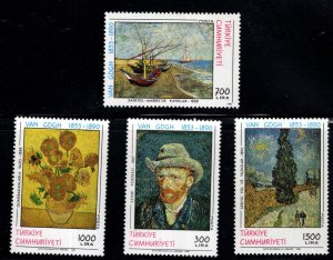 TURKEY Scott 2481-2484 MNH** 1990 Vincent Van Gough Arts stamp set