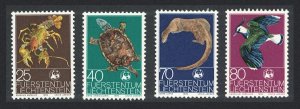 Liechtenstein Birds Crayfish Turle Otter WWF Endangered species 4v 1976 MNH