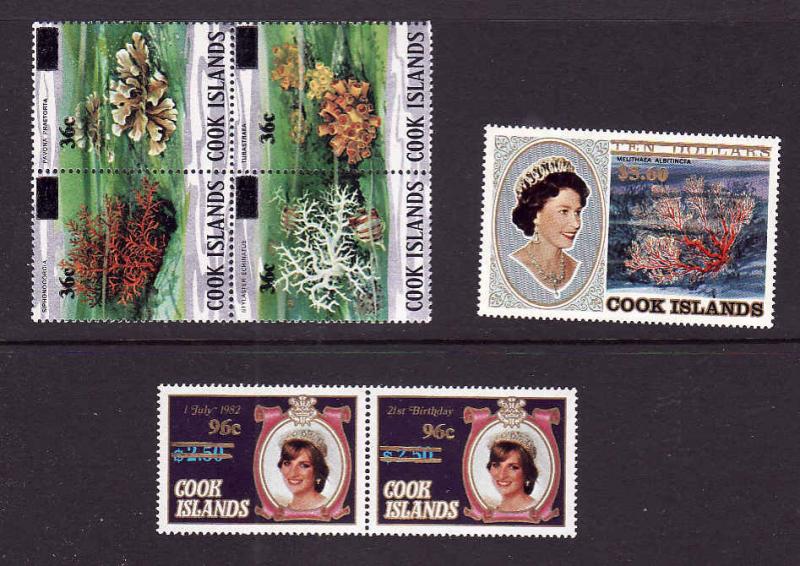 Cook Islands-Sc.#738-40-unused,NH set-Corals-Diana-QEII-1983-