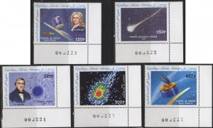 Comoro Islands C158-C162 (mnh) comets, Halley, Encke, Bradford, etc. (1986)