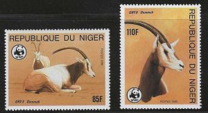 Niger #690-91 MNH part set, WWF, oryx, issued 1985